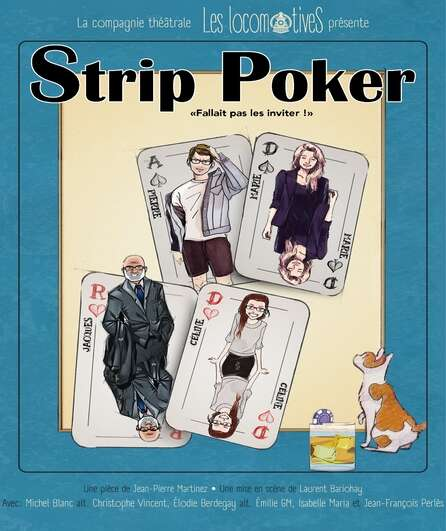 Affiche du spectacle. Dessin de 4 cartes de poker.